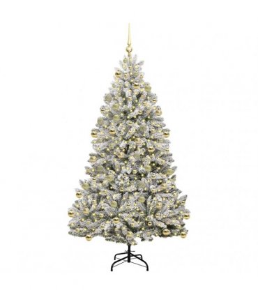 vidaXL Artificial Hinged Christmas Tree 210 cm 300 LEDs Warm White PVC
