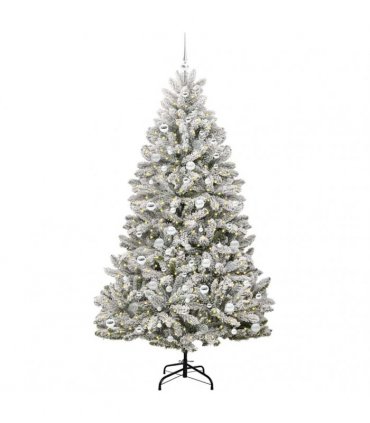 vidaXL Artificial Hinged Christmas Tree 210 cm 300 LEDs Warm White PVC