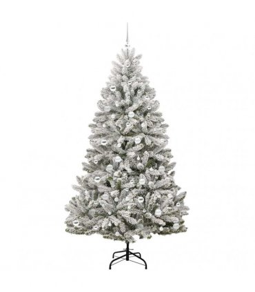vidaXL Artificial Hinged Christmas Tree 210 cm 300 LEDs Warm White PVC
