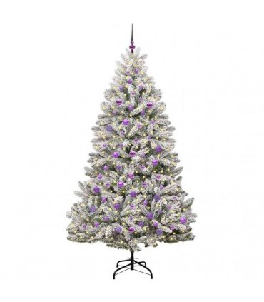 vidaXL Artificial Hinged Christmas Tree 210 cm 300 LEDs Warm White PVC