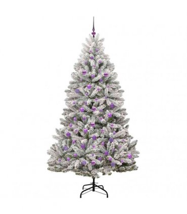 vidaXL Artificial Hinged Christmas Tree 210 cm 300 LEDs Warm White PVC