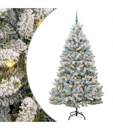 vidaXL Artificial Hinged Christmas Tree 210 cm 300 LEDs Warm White PVC