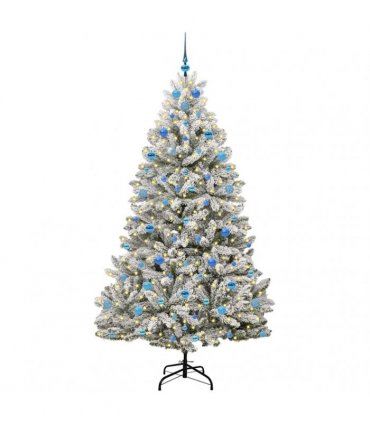vidaXL Artificial Hinged Christmas Tree 210 cm 300 LEDs Warm White PVC