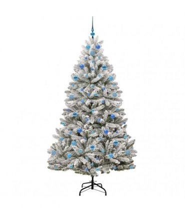 vidaXL Artificial Hinged Christmas Tree 210 cm 300 LEDs Warm White PVC
