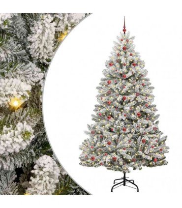 vidaXL Artificial Hinged Christmas Tree 240 cm 300 LEDs Warm White PVC