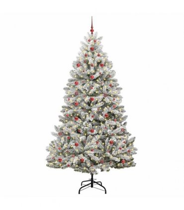 vidaXL Artificial Hinged Christmas Tree 240 cm 300 LEDs Warm White PVC