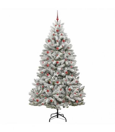 vidaXL Artificial Hinged Christmas Tree 240 cm 300 LEDs Warm White PVC
