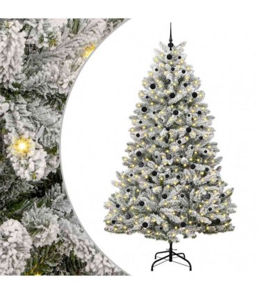 vidaXL Artificial Hinged Christmas Tree 240 cm 300 LEDs Warm White PVC