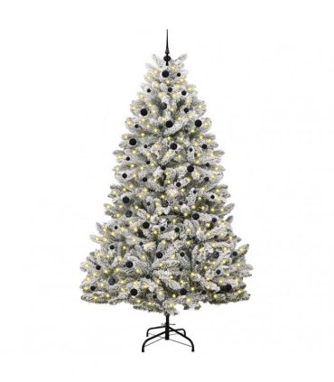 vidaXL Artificial Hinged Christmas Tree 240 cm 300 LEDs Warm White PVC