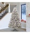 vidaXL Artificial Hinged Christmas Tree 240 cm 300 LEDs Warm White PVC