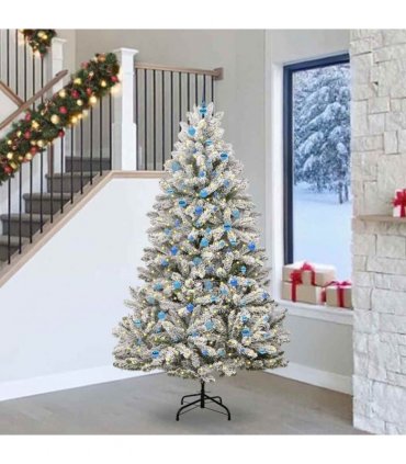 vidaXL Artificial Hinged Christmas Tree 240 cm 300 LEDs Warm White PVC