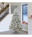vidaXL Artificial Hinged Christmas Tree 240 cm 300 LEDs Warm White PVC
