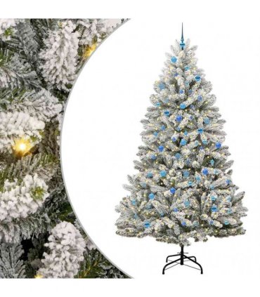 vidaXL Artificial Hinged Christmas Tree 240 cm 300 LEDs Warm White PVC