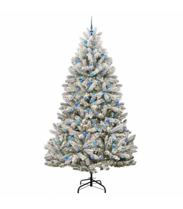 vidaXL Artificial Hinged Christmas Tree 240 cm 300 LEDs Warm White PVC