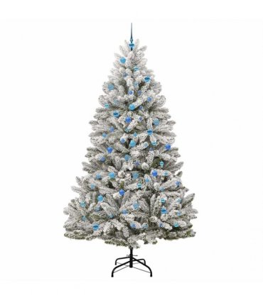 vidaXL Artificial Hinged Christmas Tree 240 cm 300 LEDs Warm White PVC