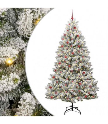 vidaXL Artificial Hinged Christmas Tree 270 cm 300 LEDs Warm White PVC