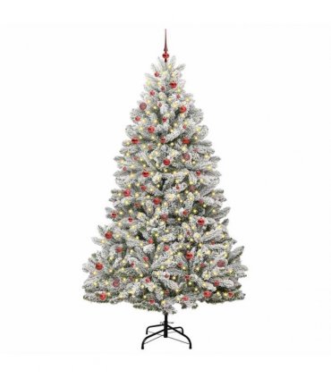 vidaXL Artificial Hinged Christmas Tree 270 cm 300 LEDs Warm White PVC