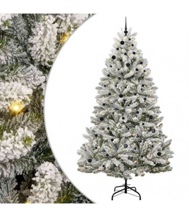 vidaXL Artificial Hinged Christmas Tree 270 cm 300 LEDs Warm White PVC
