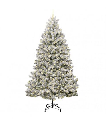 vidaXL Artificial Hinged Christmas Tree 270 cm 300 LEDs Warm White PVC