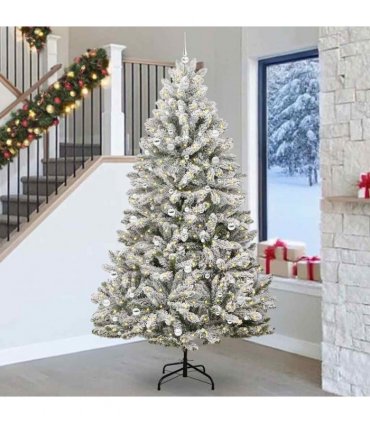 vidaXL Artificial Hinged Christmas Tree 270 cm 300 LEDs Warm White PVC