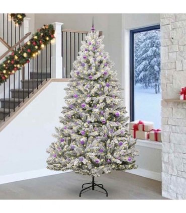 vidaXL Artificial Hinged Christmas Tree 270 cm 300 LEDs Warm White PVC