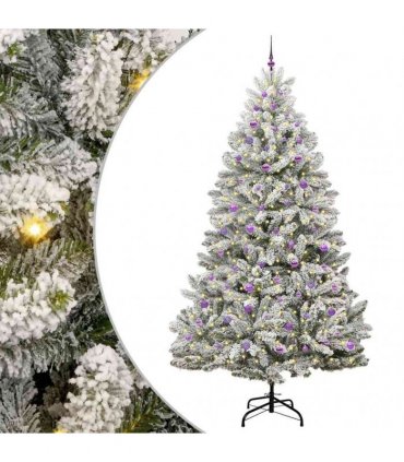 vidaXL Artificial Hinged Christmas Tree 270 cm 300 LEDs Warm White PVC