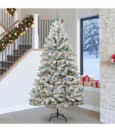 vidaXL Artificial Hinged Christmas Tree 270 cm 300 LEDs Warm White PVC