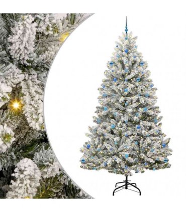vidaXL Artificial Hinged Christmas Tree 270 cm 300 LEDs Warm White PVC