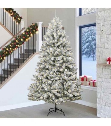vidaXL Artificial Hinged Christmas Tree 300 cm 300 LEDs Warm White PVC