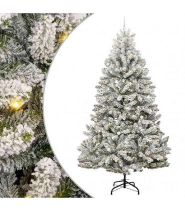 vidaXL Artificial Hinged Christmas Tree 300 cm 300 LEDs Warm White PVC