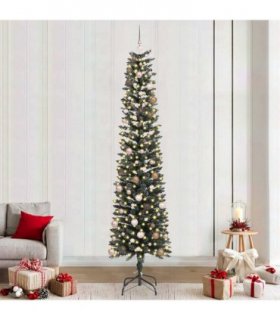 vidaXL Artificial Christmas Tree with 300 LEDs with Stand Green 240 cm