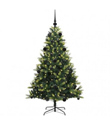 vidaXL Artificial Hinged Christmas Tree 150 LEDs Green 150 cm