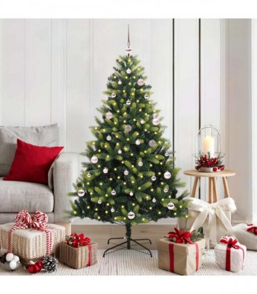 vidaXL Artificial Hinged Christmas Tree 150 LEDs Green 150 cm