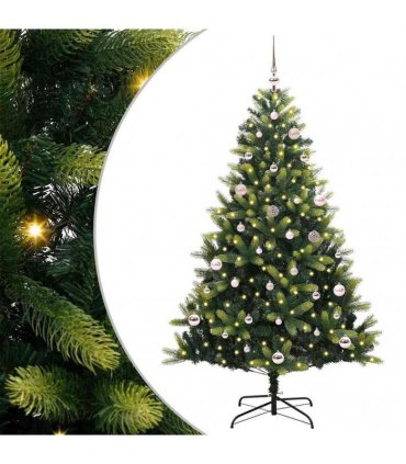 vidaXL Artificial Hinged Christmas Tree 150 LEDs Green 150 cm