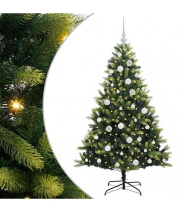 vidaXL Artificial Hinged Christmas Tree 150 LEDs Green 150 cm