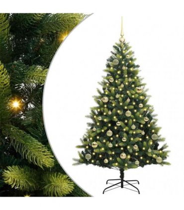 vidaXL Artificial Hinged Christmas Tree 150 LEDs Green 150 cm