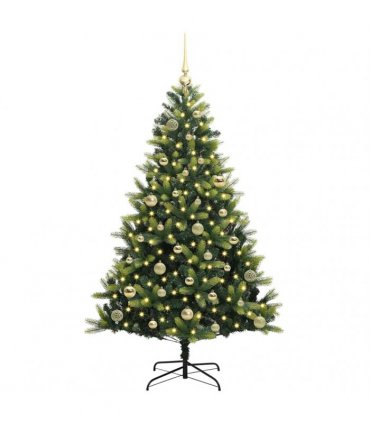 vidaXL Artificial Hinged Christmas Tree 150 LEDs Green 150 cm