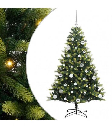 vidaXL Artificial Hinged Christmas Tree 150 LEDs Green 150 cm