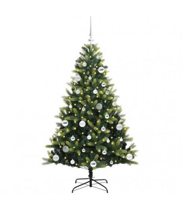 vidaXL Artificial Hinged Christmas Tree 150 LEDs Green 150 cm