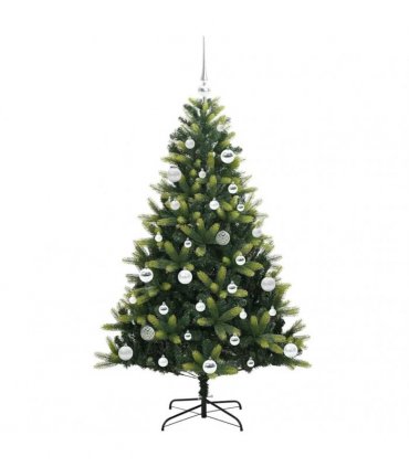vidaXL Artificial Hinged Christmas Tree 150 LEDs Green 150 cm