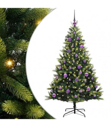 vidaXL Artificial Hinged Christmas Tree 150 LEDs Green 150 cm