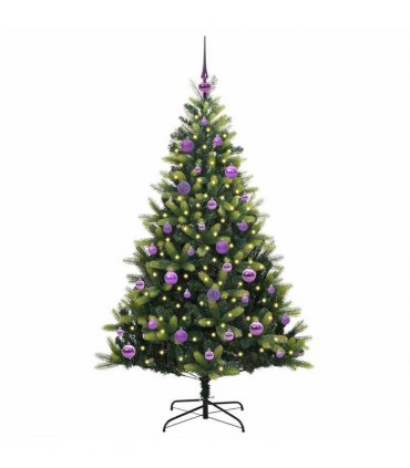 vidaXL Artificial Hinged Christmas Tree 150 LEDs Green 150 cm