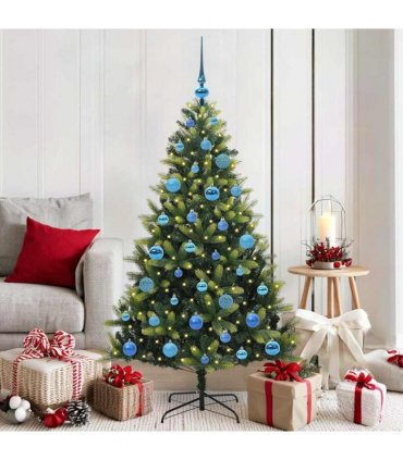 vidaXL Artificial Hinged Christmas Tree 150 LEDs Green 150 cm
