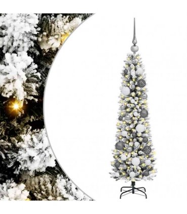 vidaXL Artificial Slim Christmas Tree 120 cm 150 LEDs Warm White