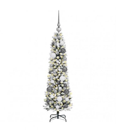 vidaXL Artificial Slim Christmas Tree 120 cm 150 LEDs Warm White