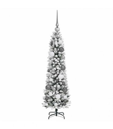 vidaXL Artificial Slim Christmas Tree 120 cm 150 LEDs Warm White