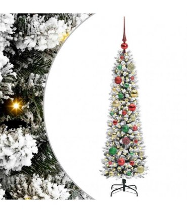 vidaXL Artificial Slim Christmas Tree 120 cm 150 LEDs Warm White