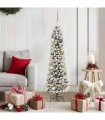 vidaXL Artificial Slim Christmas Tree 150 cm 150 LEDs Warm White