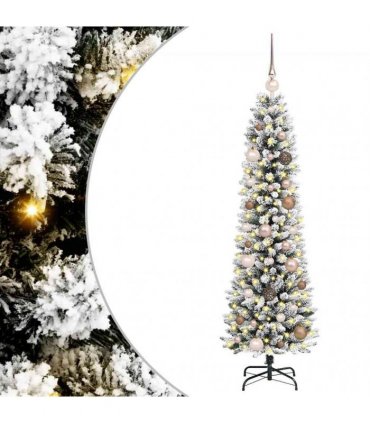 vidaXL Artificial Slim Christmas Tree 150 cm 150 LEDs Warm White