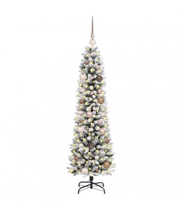 vidaXL Artificial Slim Christmas Tree 150 cm 150 LEDs Warm White